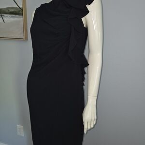 VALENTINO Classic Black Sleeveless Ruffle Left Side Dress Size 8